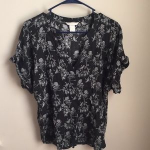 Pine print crepe shirt